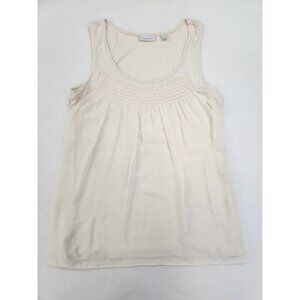 New York Company Stretch Tank top Women Medium Cream Flowy Loose Boho Festival